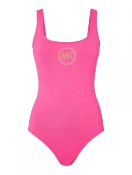 Image of Michael Kors Diamante logo swimsuit Pink