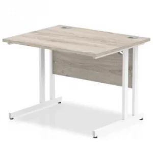 Image of Impulse 1000/800 Rectangle White Cantilever Leg Desk Grey Oak