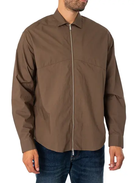 Image of Armani Exchange Woven Loose Overshirt Crocodile S
