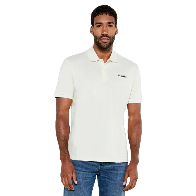 Image of Short sleeve polo shirt Napapijri E-Small Box Beige Male XS