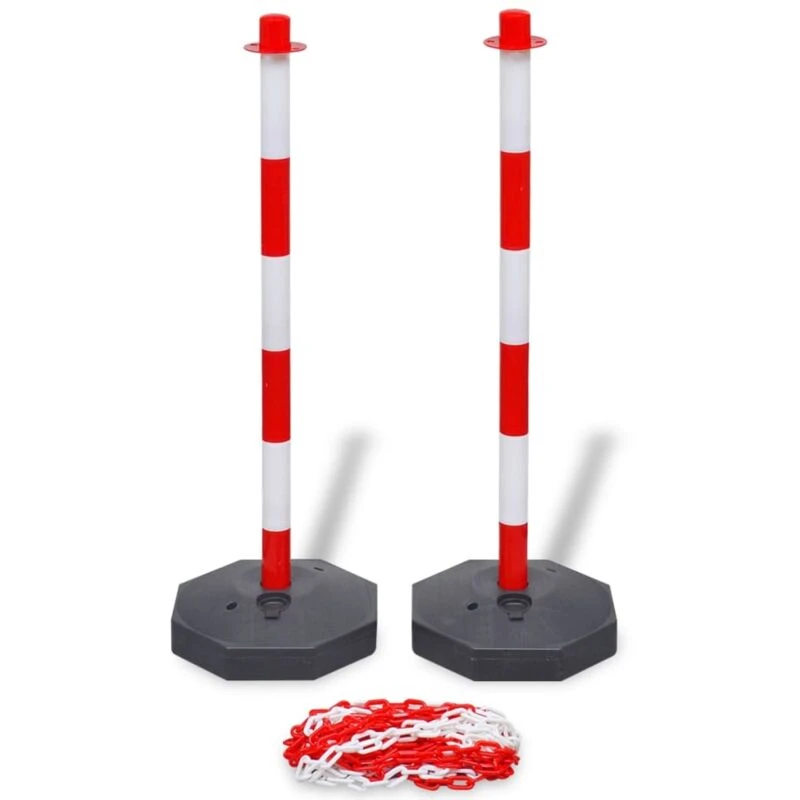 Image of VIDAXL Chain Post Set with 10 m Plastic Chain vidaXL 8718475944140