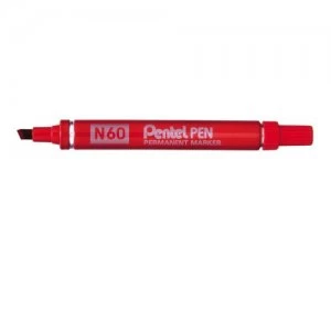 image of Pentel N60 Permanent Marker Chisel Tip Red PK12