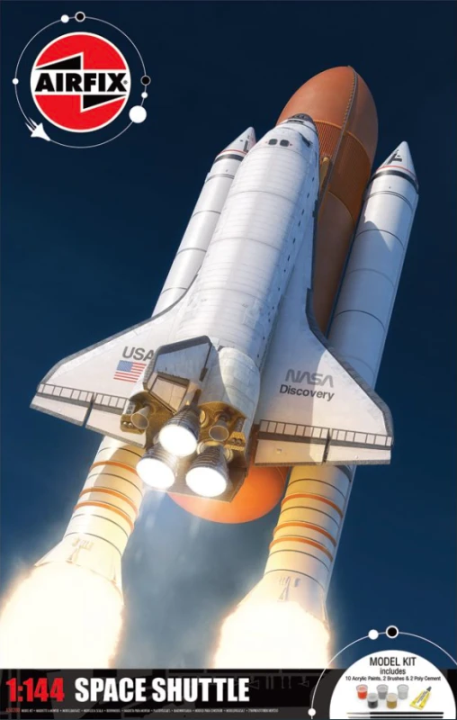 Image of Airfix A50200 Space Shuttle Gift Set - Plastic Model Kits Spacecraft Building Kits for Adults & Kids 8+ Includes: 1:144 Scale Model Humbrol Acrylic