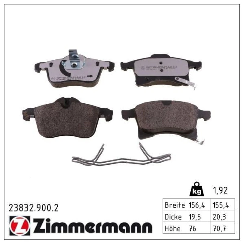 Image of ZIMMERMANN Brake pad set ZIMMERMANN 23832.900.2