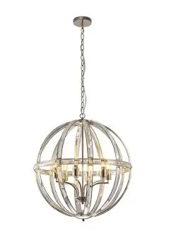 image of Large Round Pendant, 6 Light E27, Polished Nickel