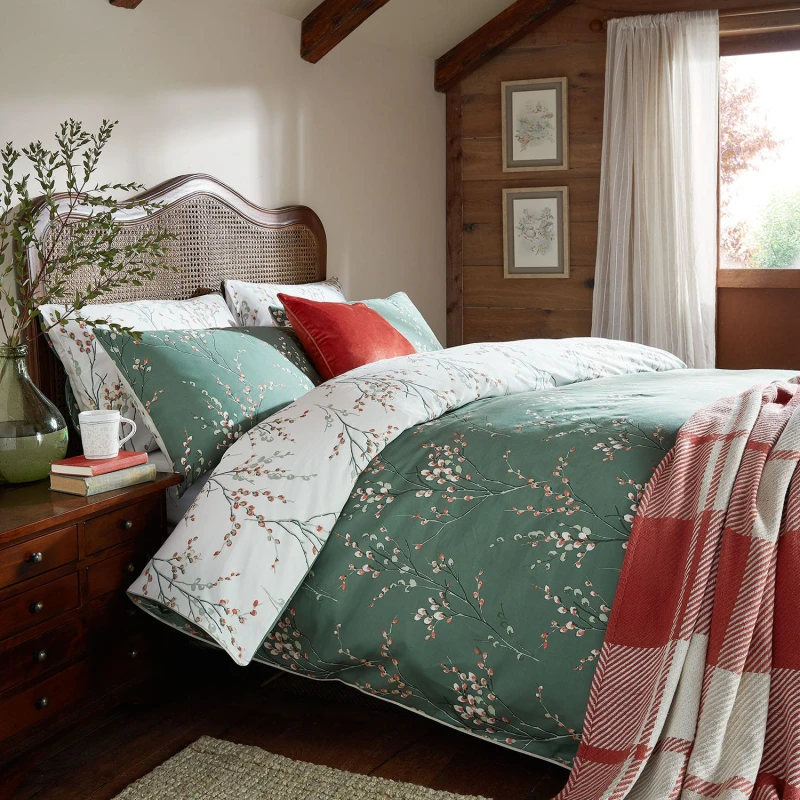 Image of Laura Ashley Pussy Willow Duvet Set, Single, Fern Green