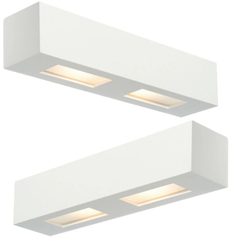 Image of Loops 2 PACK Dimmable Twin Wall Light Primed White (ready to paint) Box Down Lamp White