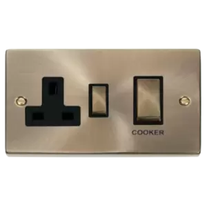 Image of Click Scolmore Deco Ingot 45A Cooker Switch Unit with 13A 2 Pole Switched Socket - VPAB504BK