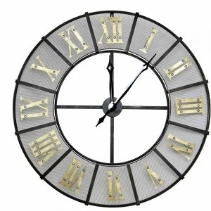 Charles Bentley Large Wrought Iron Wall Clock Black and Gold