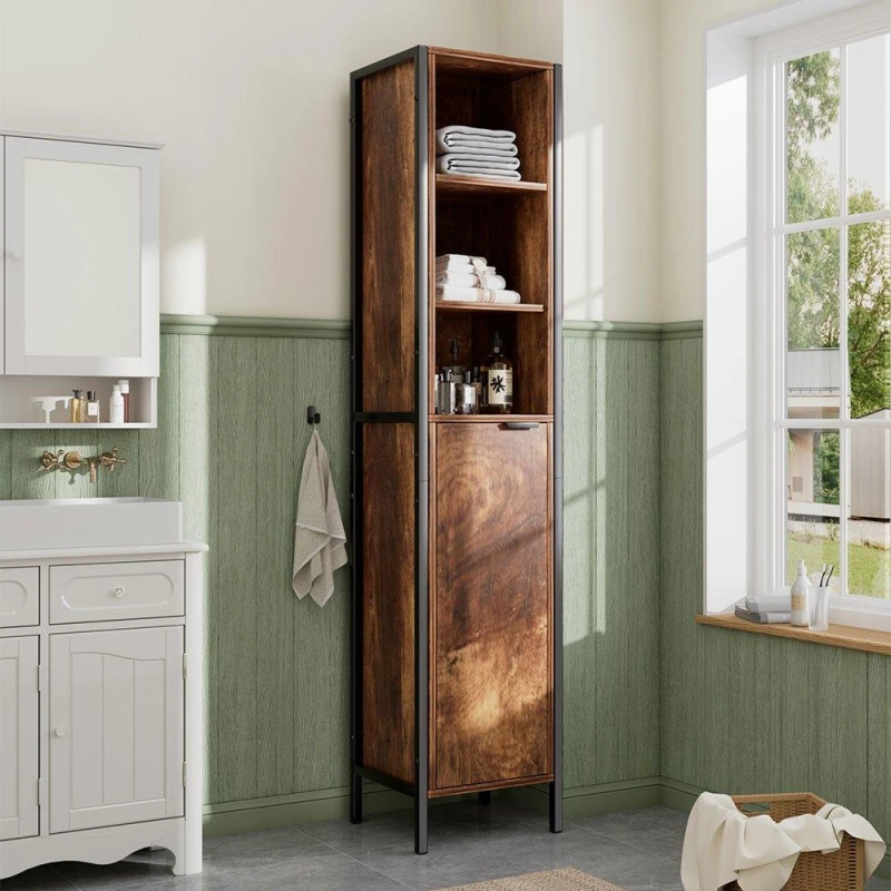 Image of Kabinet UK 35x30x160cm 5-tier Tall Storage Cabinet Oak unisex One size