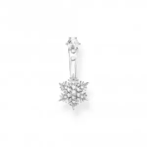 image of Sterling Silver Snowflake With White Stones Single Earring H2255-051-14