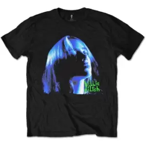 Image of Billie Eilish - Neon Shadow Blue Unisex XX-Large T-Shirt - Black