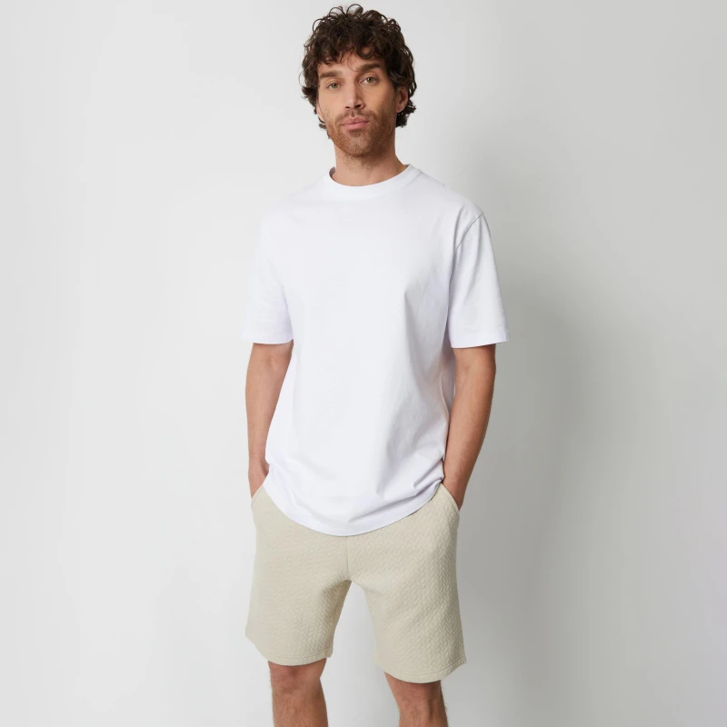 Image of Threadbare Cotton Blend Textured Sweat Shorts - Beige Beige S