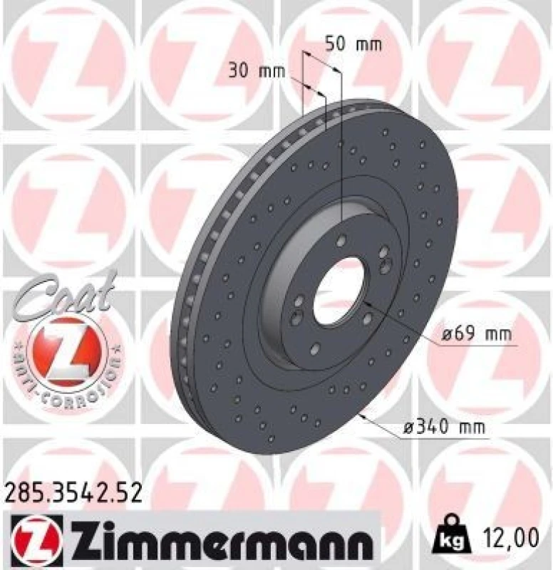 Image of ZIMMERMANN Brake disc ZIMMERMANN 285.3542.52