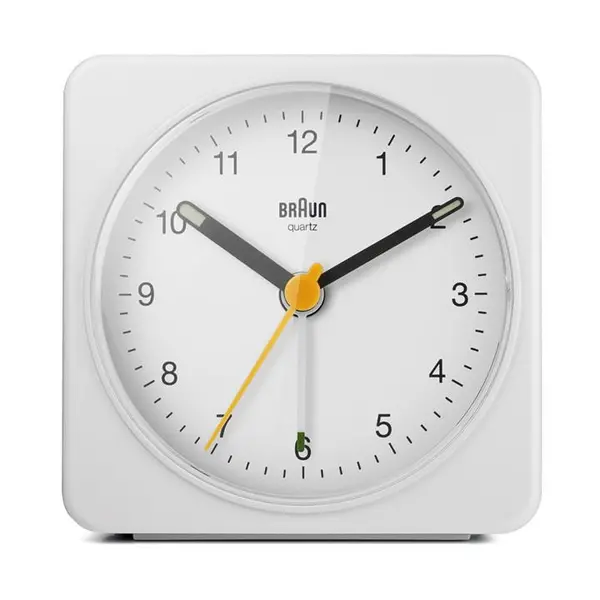 Braun Classic Analogue Alarm Clock with Snooze and Light - White One Size