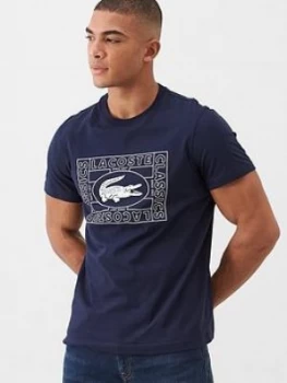 Lacoste Sportswear Heritage Stamp Logo T-Shirt - Navy, Size 3=S, Men