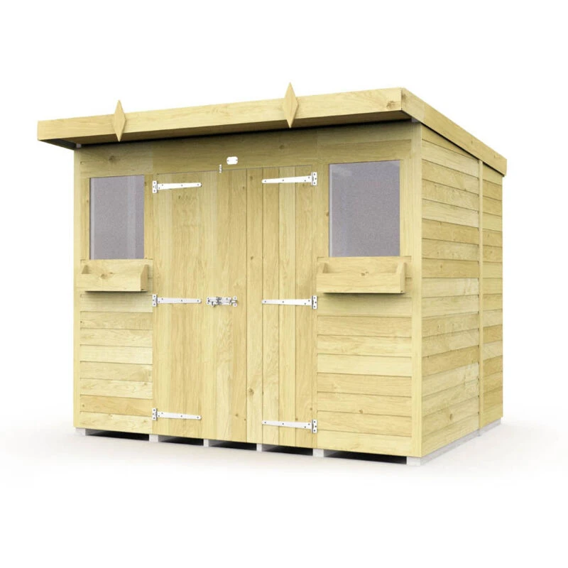 Image of Flat Pack Sheds DIY Sheds 8 x 5 Pent Summer Shed, Brown 8X5PSSFF