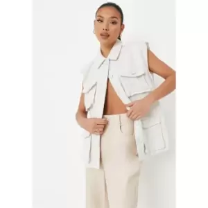 Missguided Sleeveless Pocket Detail Jacket - White