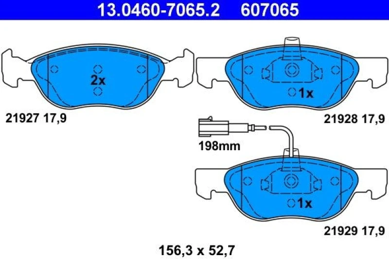 Image of ATE 13.0460-7065.2 Brake pad set incl. wear warning contact Brake Pad Set,disc brake (402)