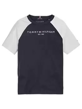 Image of Tommy Hilfiger Boys Essential Colorblock Tee - Navy, Size 10 Years