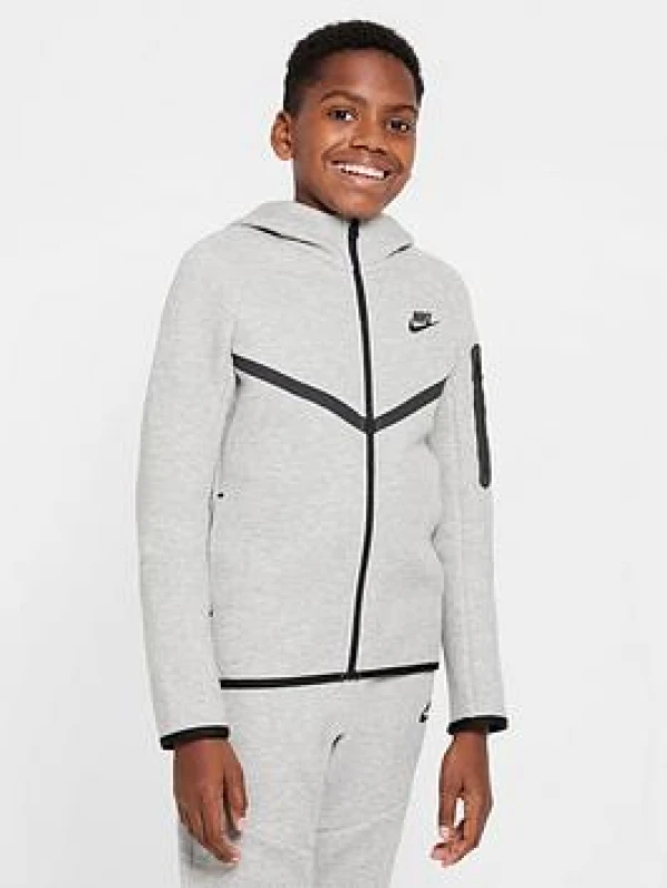 Image of Nike Sportswear Tech Fleece Full-Zip Hoodie Juniors - Grey Male 7 - 8 Years