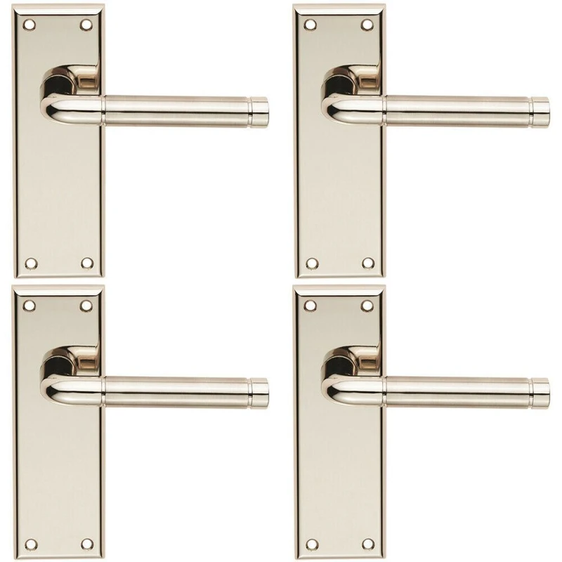 Image of Loops 4x PAIR Round Bar Handle on Latch Backplate 150 x 50mm Polished & Satin Nickel Metallics