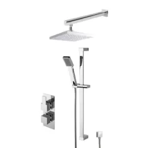 Image of Nuie Concealed Square Thermostatic Twin Valve, Kit & Head Chrome