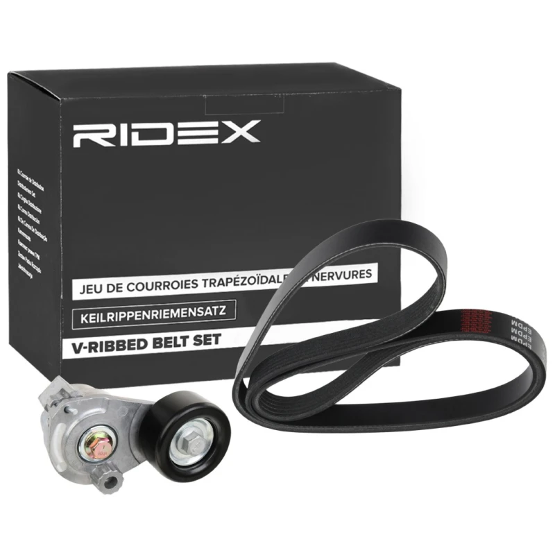 Image of RIDEX 542R0680 V-ribbed belt set Check alternator freewheel clutch & replace if necessary V-Ribbed Belt Set (542)