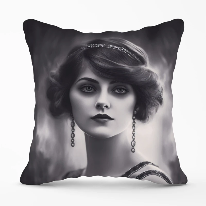Image of Warren Reed - Designer Edwardian Showgirl Cushions in Black Size: 45cm x 45cm Black Unisex 45cm x 45 cm