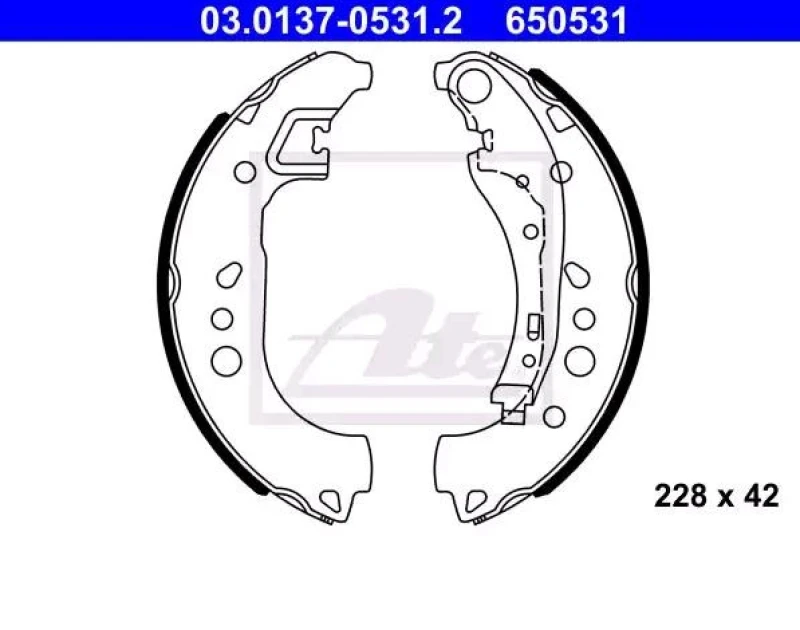 Image of ATE 03.0137-0531.2 Brake Shoes with lever Brake Shoe Set (70)