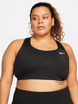 Image of Nike Curve Medium Support Swoosh Bra - Black, Size 18-20=1X, Women
