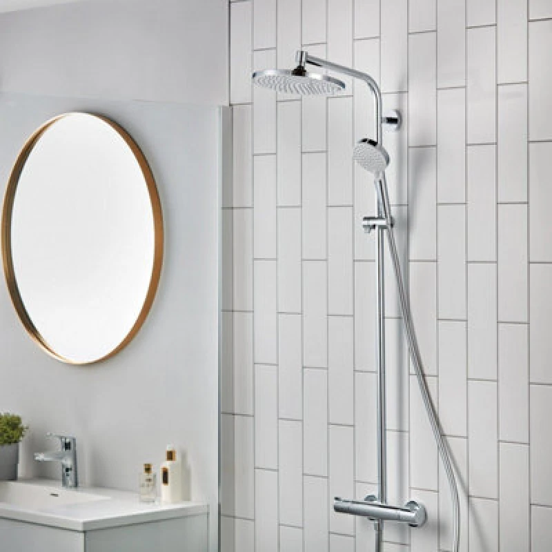 Image of Hansgrohe Crometta S Showerpipe 240 Ecosmart Thermostatic Mixer Shower Chrome