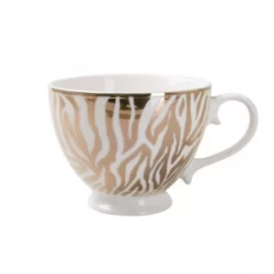 image of Animal Luxe Footed Mug Zebra Print Gold