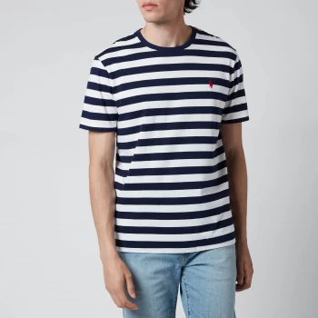 Image of Polo Ralph Lauren Mens Jersey Stripe T-Shirt - White/French Navy - XXL