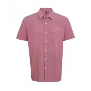Image of Premier Mens Gingham Short Sleeve Shirt (3XL) (Red/White)