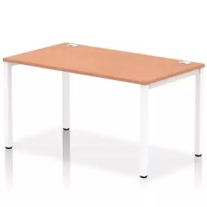 Image of Impulse Bench Single Row 1400 White Frame Office Bench Desk Beech