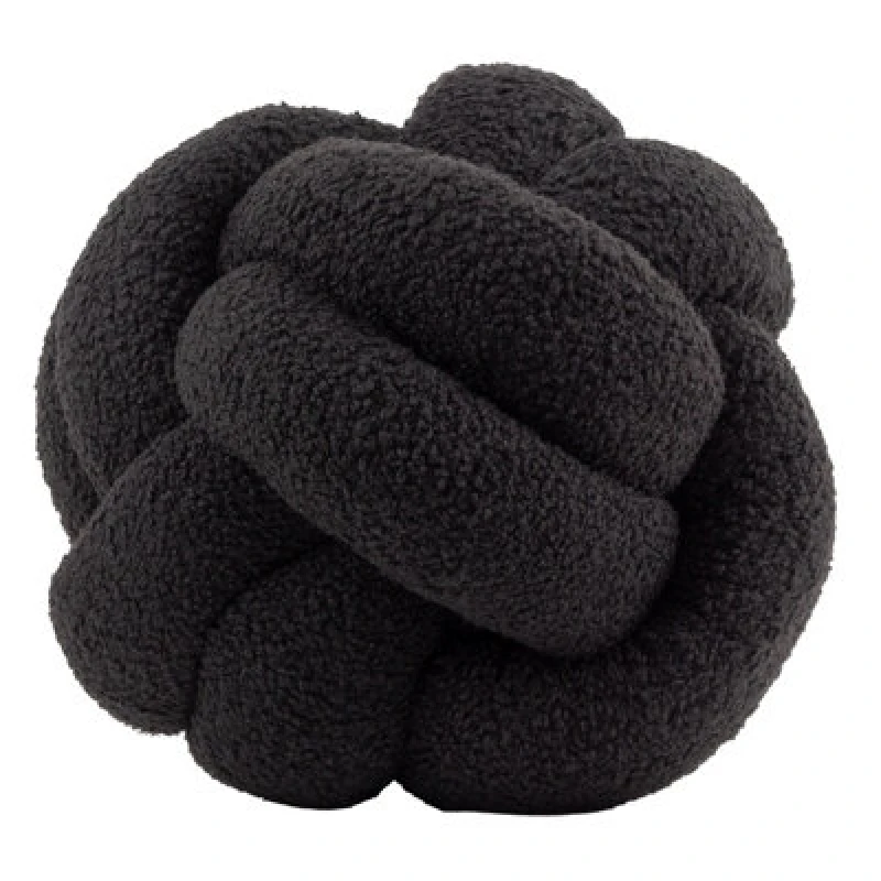 Image of Furn Furn Boucle Knot Fleece Filled Cushion in Black One Size Unisex 5025532793386