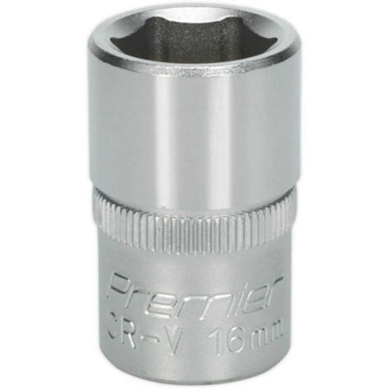 Image of Loops 16mm Steel Drive Socket - 1/2" Square Drive - Chrome Vanadium Wrench Socket Metallics