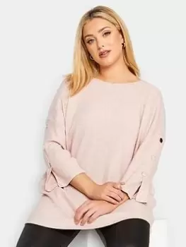 Image of Yours Button Detail Soft Touch Top - Pink, Size 18, Women