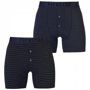 image of Firetrap 2 Pack Boxers Mens - DenimMarl/Strp