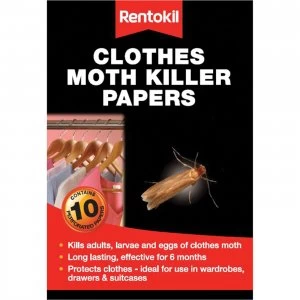 image of Rentokil Clothes Moth Papers Pack of 10