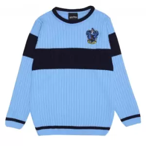 image of Harry Potter Girls Quidditch Ravenclaw Knitted Jumper (11-12 Years) (Blue)