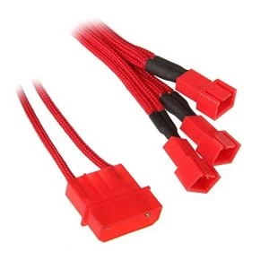 Image of BitFenix Alchemy Molex to 3x 3-Pin 7V Adapter 20cm - sleeved red/red