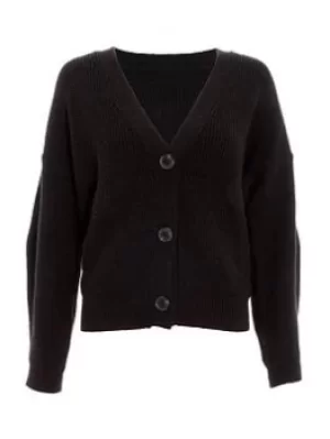 Image of Quiz Knitted Crop Cardigan, Light Grey, Size L, Women