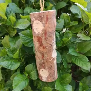 Image of Tom Chambers Wild Garden Bird Rustic Suet and Seed Filled Hanging Log Feeder with Hanging String