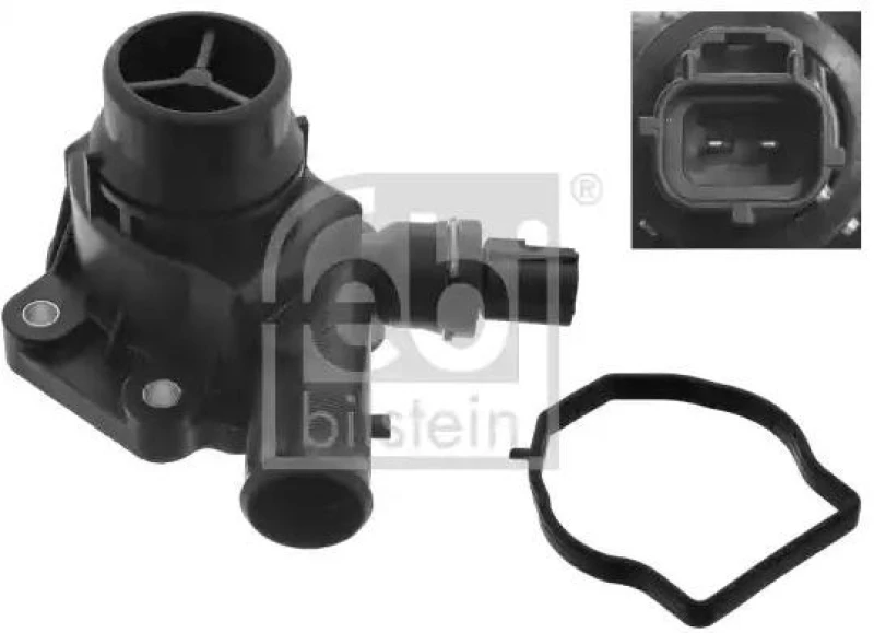 Image of FEBI BILSTEIN 100228 Engine thermostat Opening Temperature: 90°C, with gasket/seal, with housing, with Temperature Switch Thermostat,coolant (316)