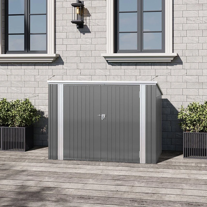 Image of Breeins Steel Trash Can Bike Storage Shed Grey Grey unisex One size