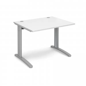 image of TR10 Straight Desk 1000mm x 800mm - Silver Frame White Top