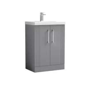 image of Nuie Deco 600mm Floor Standing 2 Door Vanity & Basin 1 - Satin Grey