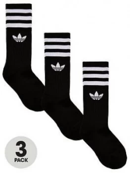 Image of Boys, adidas Originals 3 Pack Kids Trefoil Linear Socks - Black, Size 12.5-2